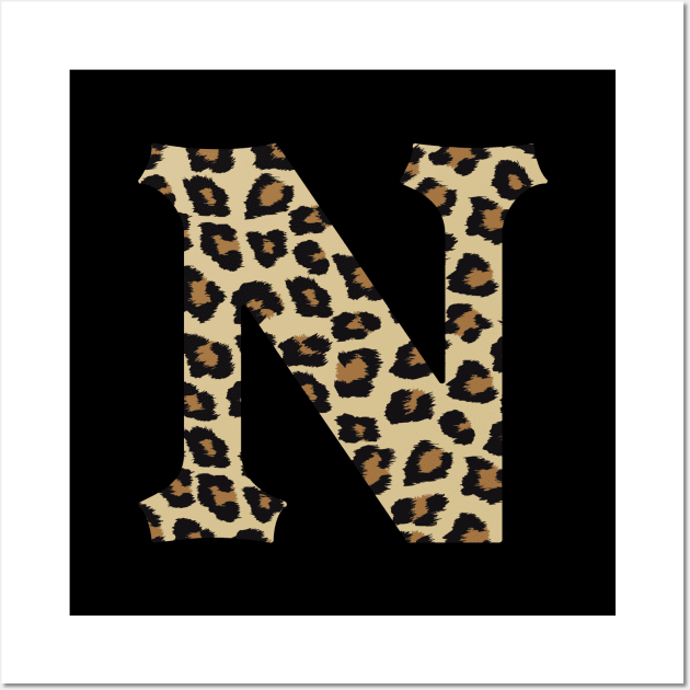 Letter N Leopard Cheetah Monogram Initial Wall Art by squeakyricardo